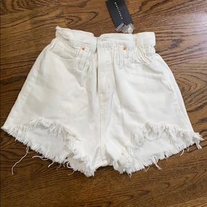 High waisted white jean shorts